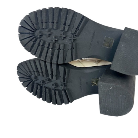 Free People Off-White Leather Moto Dylan Ankle Bootie Sz 39 Lace Up Goth Grunge - Picture 9 of 16